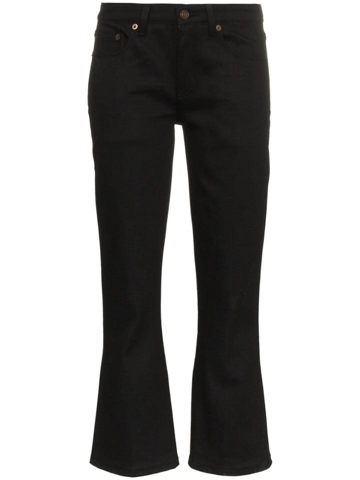 Saint Laurent Skinny Flared Cropped Jeans - Black