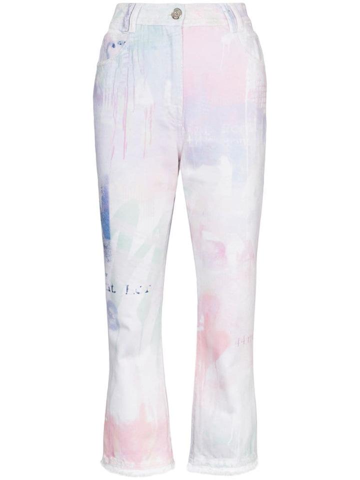 Balmain Spray Paint Cropped Jeans - Pink