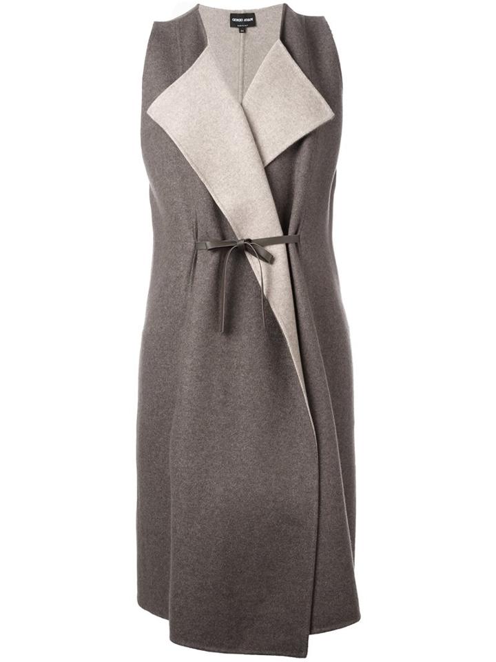 Giorgio Armani Sleeveless Belted Coat, Women's, Size: 44, Brown, Polyamide/cashmere