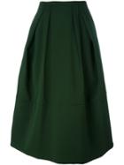 Jil Sander Pleated A-line Skirt, Women's, Size: 34, Green, Polyester/spandex/elastane/silk/cupro
