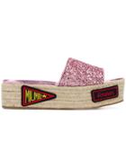 Miu Miu Patch Detailed Platform Sandals - Pink & Purple