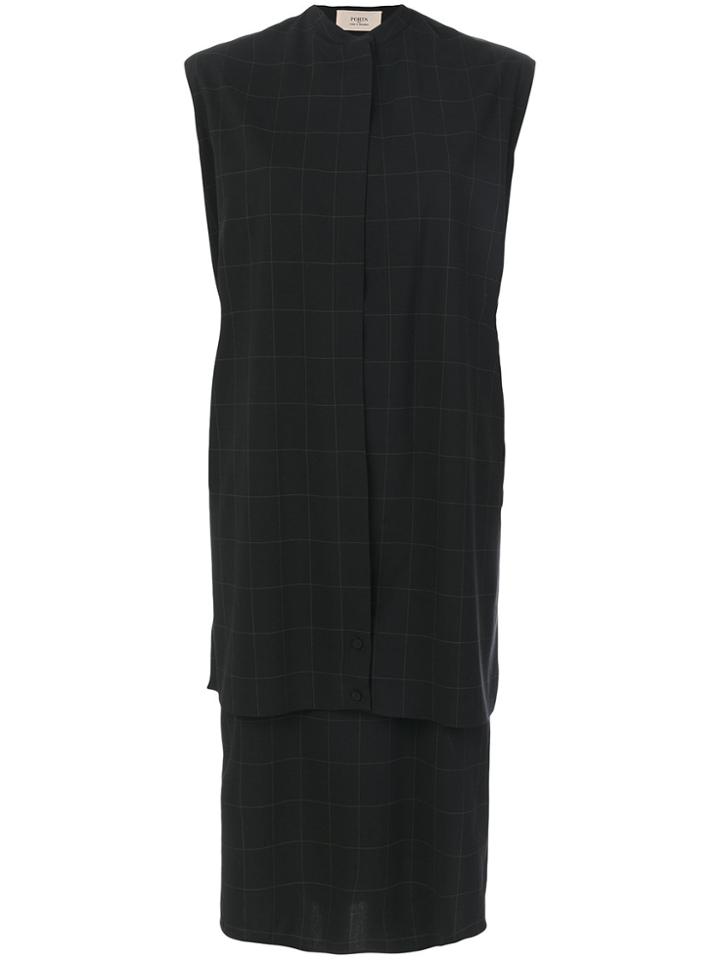 Ports 1961 Checked Loose Fit Dress - Black