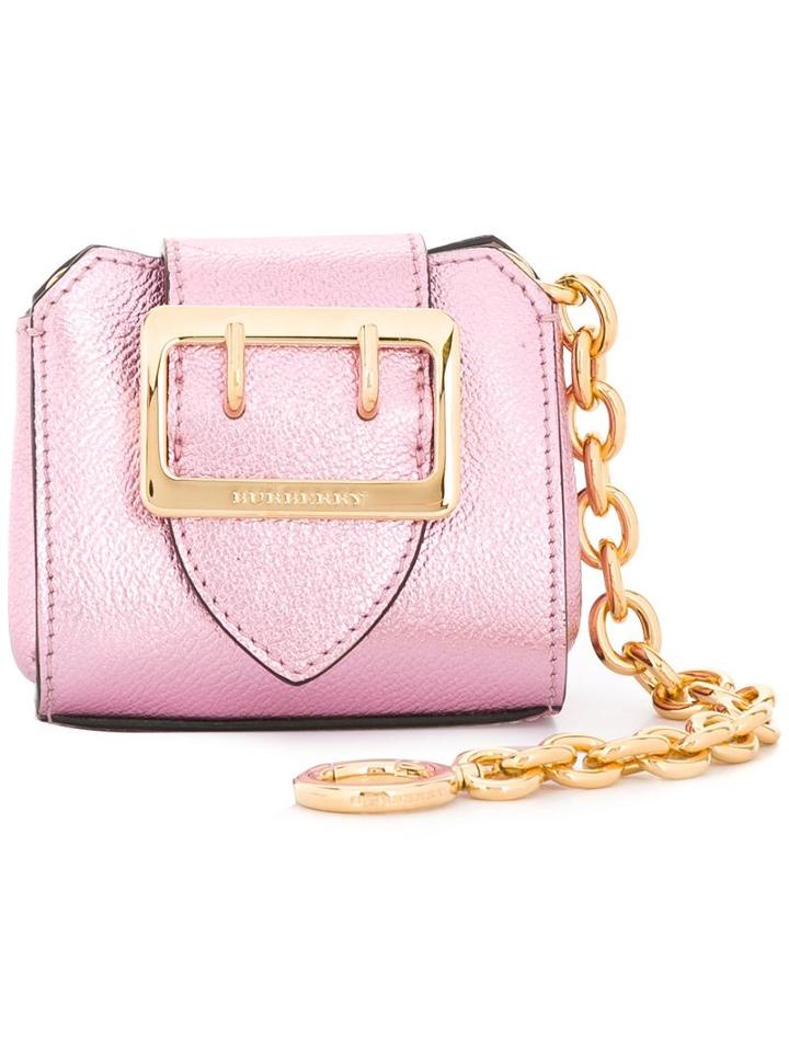 Burberry Oversized Buckle Mini Clutch, Women's, Pink/purple, Calf Leather