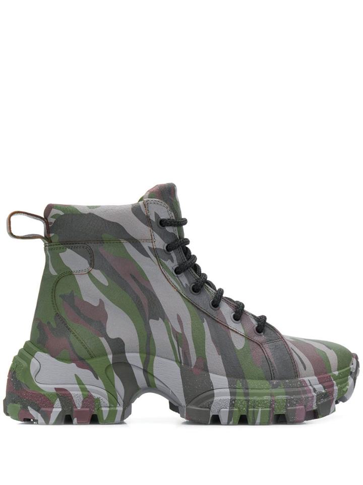 Miu Miu Camouflage-print Leather Boots - Green