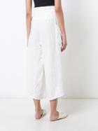 Osklen - Belted Cropped Trousers - Women - Linen/flax - 36, White, Linen/flax