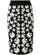 Alexander Mcqueen - Swallow Jacquard Pencil Skirt - Women - Polyamide/polyester/spandex/elastane/viscose - S, Black, Polyamide/polyester/spandex/elastane/viscose