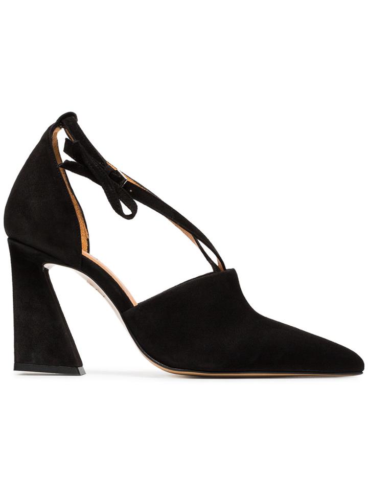 Ganni Black Lina 90 Suede Pumps