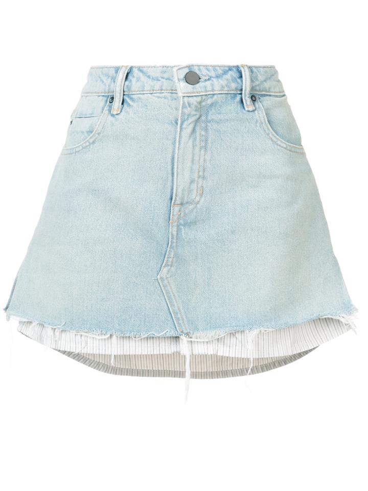 T By Alexander Wang Bleached Mini Layered Denim Skirt - Blue