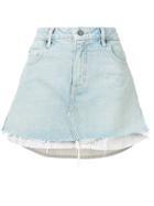 T By Alexander Wang Bleached Mini Layered Denim Skirt - Blue