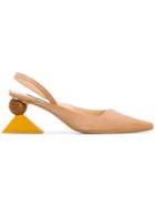 Jacquemus Geometric Carved Heel Slingback Pumps - Nude & Neutrals