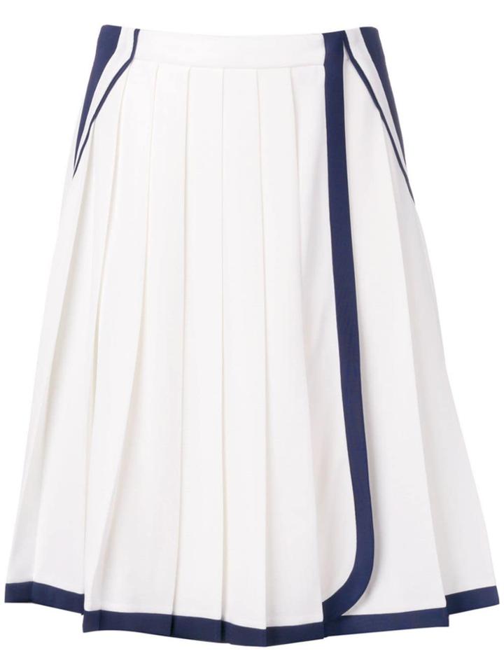 Prada Two Tone Pleated Skirt - White