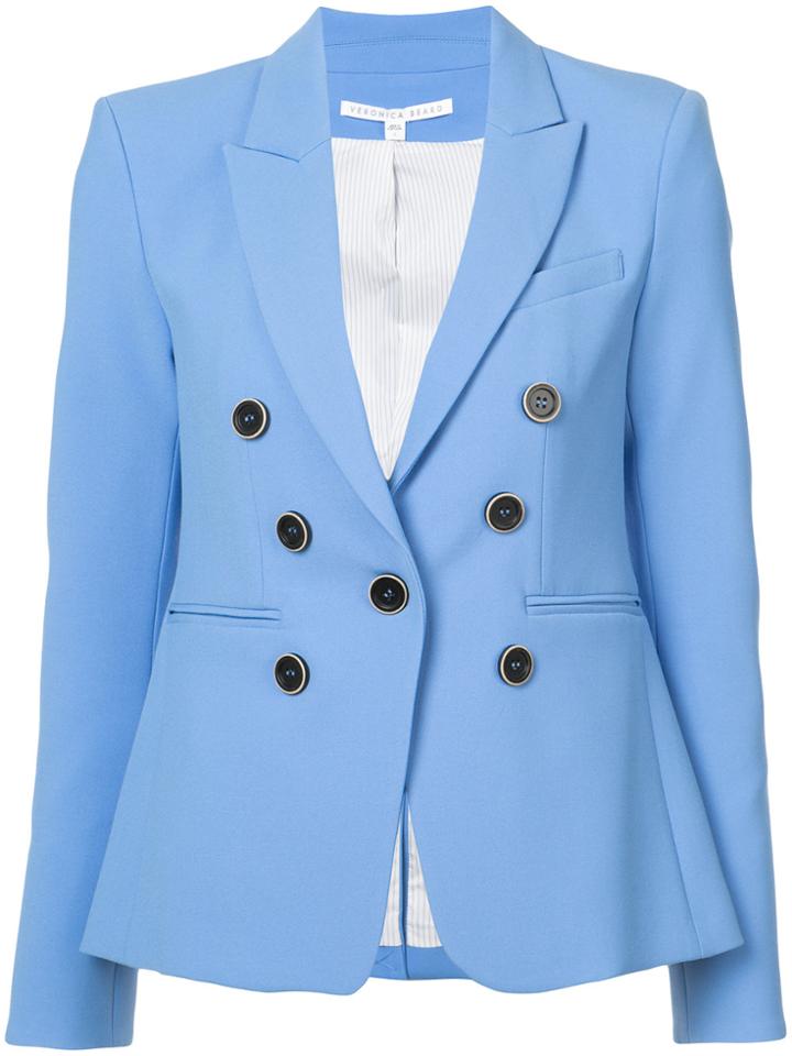 Veronica Beard V-neck Button Blazer - Blue