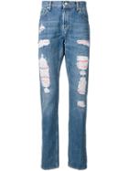 Alexander Mcqueen Distressed Layer Jeans - Blue