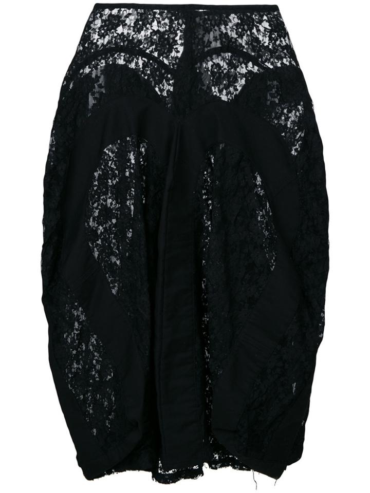 Junya Watanabe Comme Des Garçons Vintage Draped Lace Skirt - Black