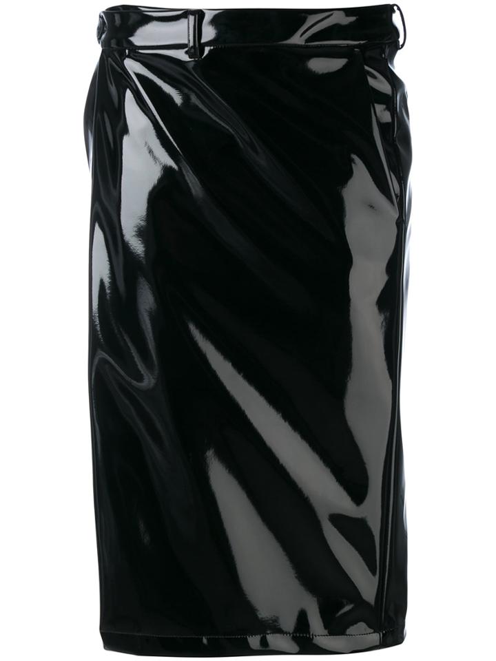 A.f.vandevorst Wet Look Pencil Skirt - Black