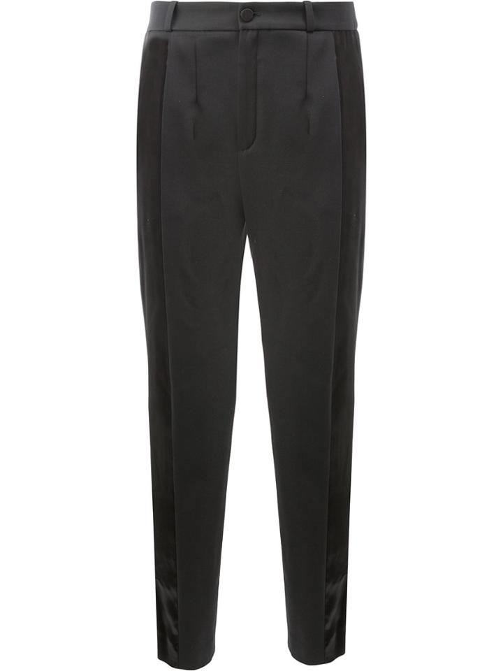 Lanvin Trousers With Satin Stripe - Black