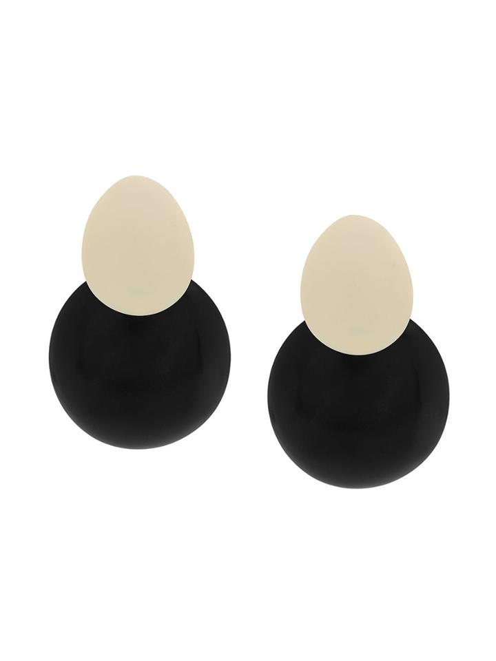 Monies Double Disc Monochrome Earrings - Black