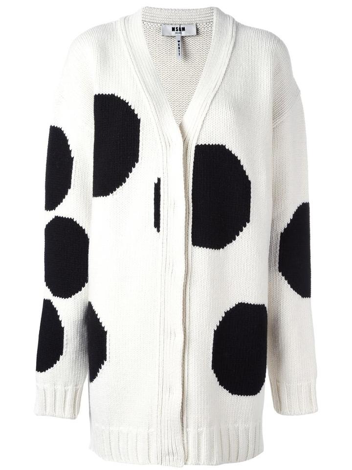 Msgm Polka Dot Cardigan, Women's, Size: Small, White, Polyamide/wool