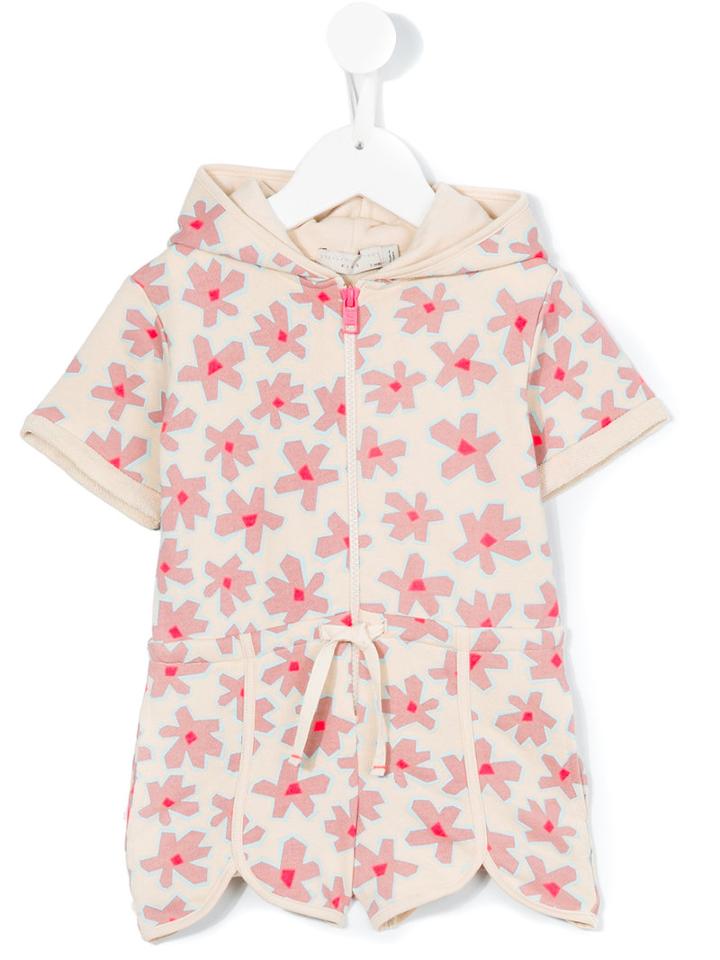Stella Mccartney Kids - Floral Print Playsuit - Kids - Cotton - 6 Yrs, Nude/neutrals