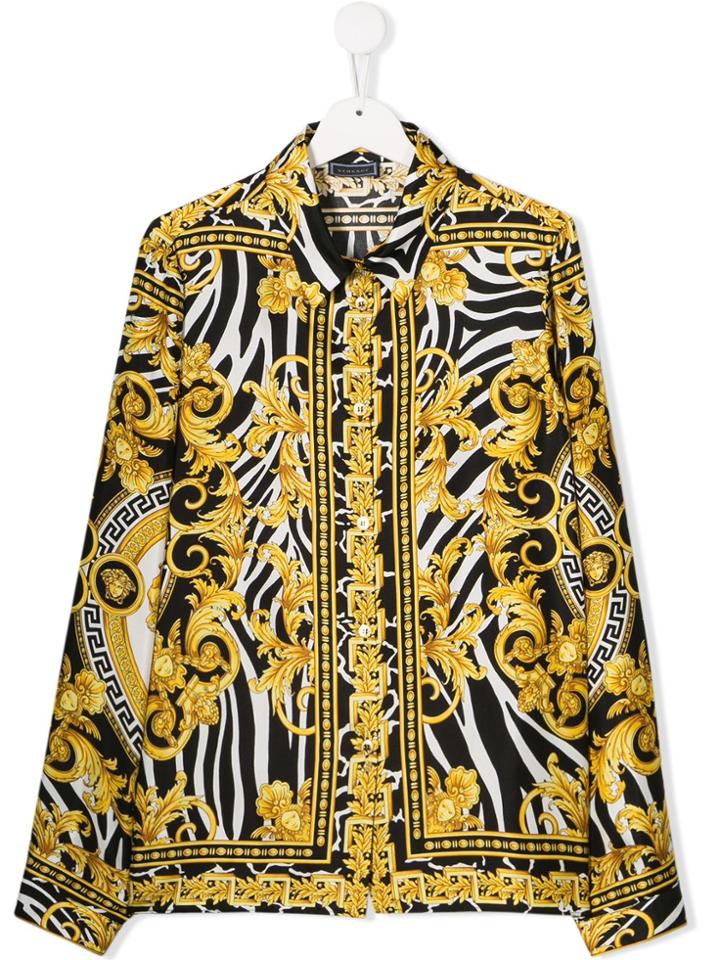 Young Versace Teen Logo Print Shirt - Black