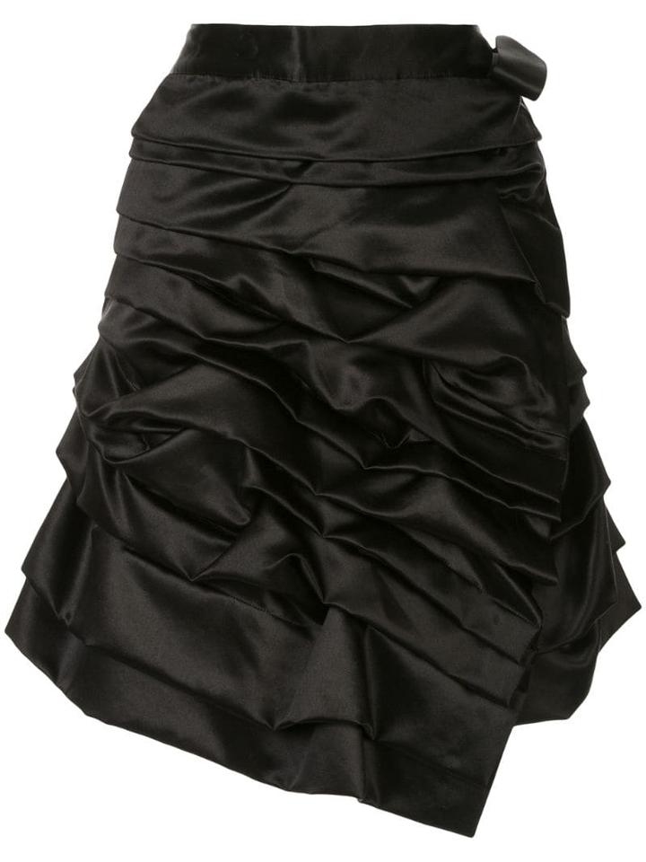 Comme Des Garçons Pre-owned Ruffled Asymmetric Wrap Skirt - Black