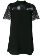 Twin-set - Lace Panel Flared Blouse - Women - Polyester - 44, Black, Polyester
