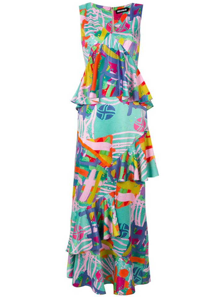 House Of Holland Ruffled Printed Dress - Blue