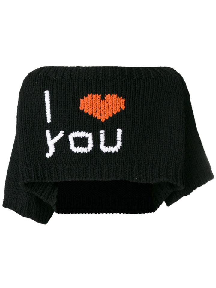 Raf Simons Cropped Knitted Jumper - Black