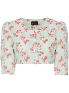 N Duo Hamptons Floral Print Button-down Crop Top - Green