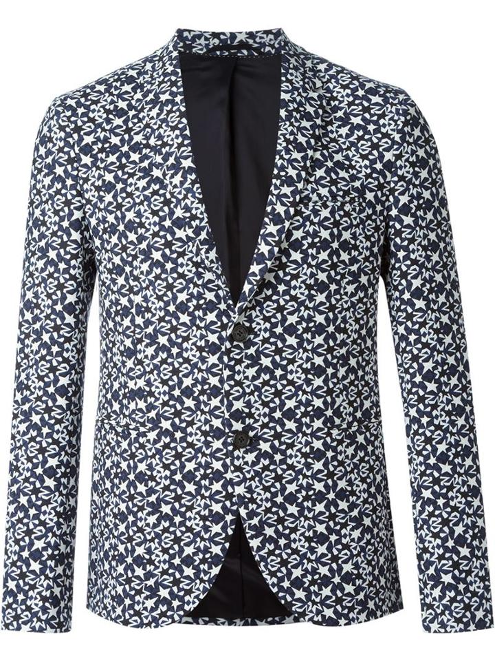 Neil Barrett 'pop Art Star' Blazer, Men's, Size: 54, White, Cotton/polyamide/spandex/elastane/viscose