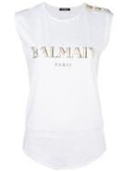 Balmain Logo T-shirt, Women's, Size: 34, White, Cotton