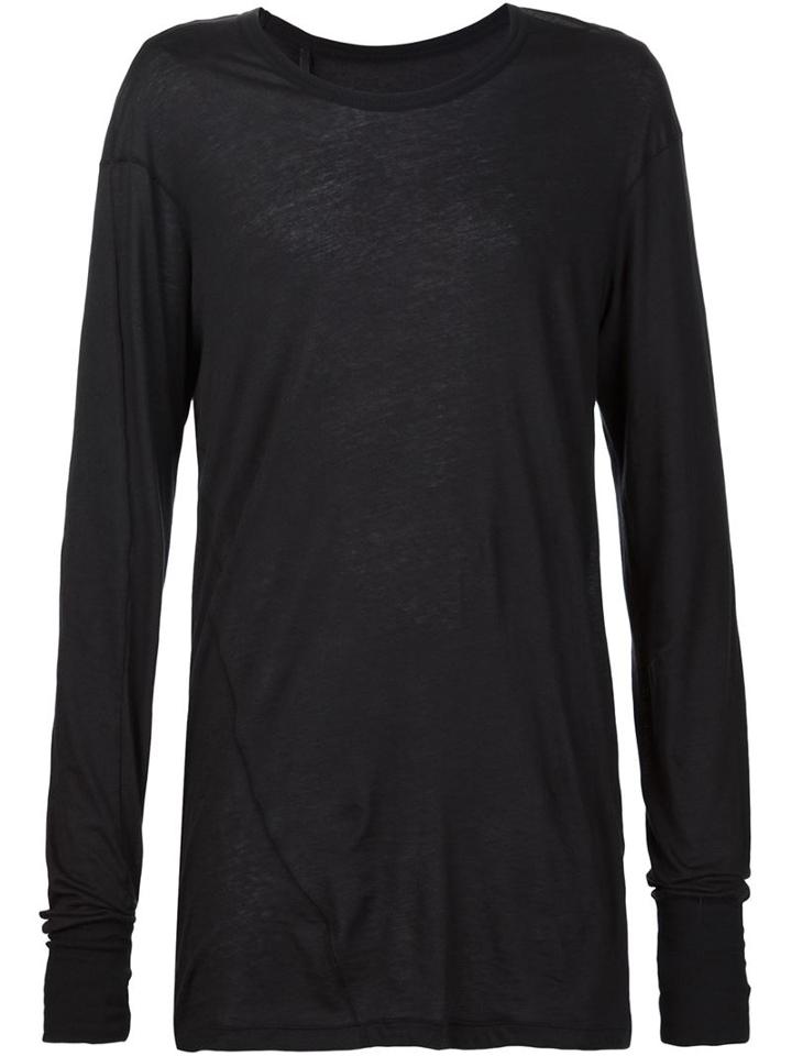 11 By Boris Bidjan Saberi Sheer Long Sleeve T-shirt, Men's, Size: Xs, Black, Cotton/cashmere