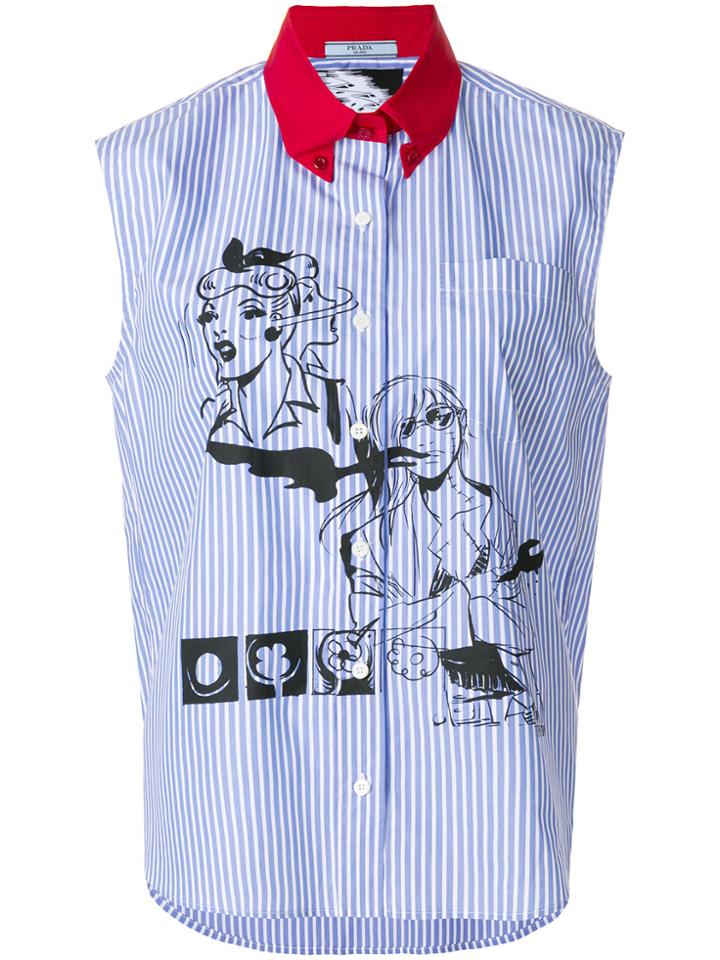 Prada Striped Printed Shirt - Blue