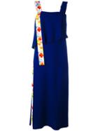 Msgm - Long Floral Strap Dress - Women - Acetate/viscose - 40, Blue, Acetate/viscose
