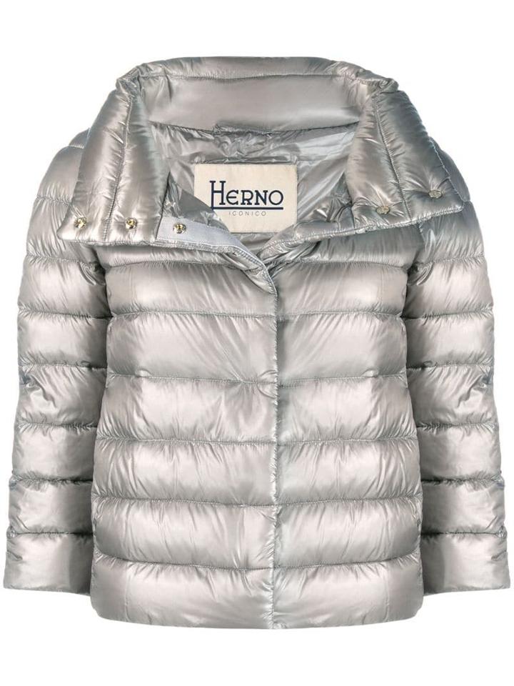 Herno Cropped Zip-up Jacket - Grey