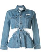 Ground Zero Cut Out Denim Jacket - Blue