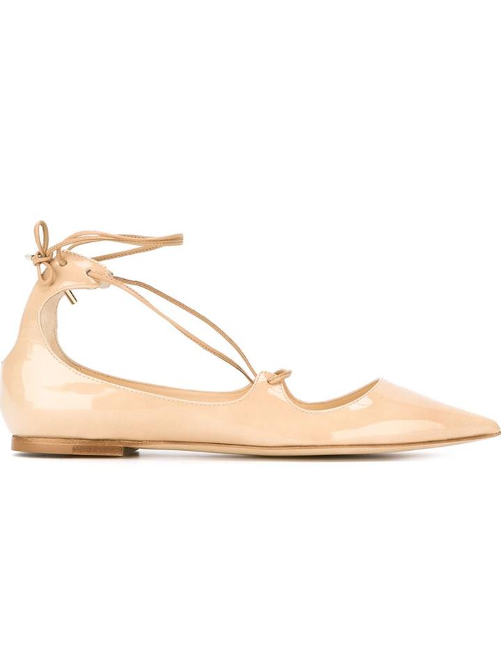 Jimmy Choo Vita Ballerinas, Women's, Size: 38.5, Nude/neutrals, Leather/patent Leather