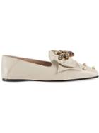 Gucci Leather Ballet Flat With Bow - Nude & Neutrals