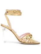 Leandra Medine Caged Heeled Sandals - Gold