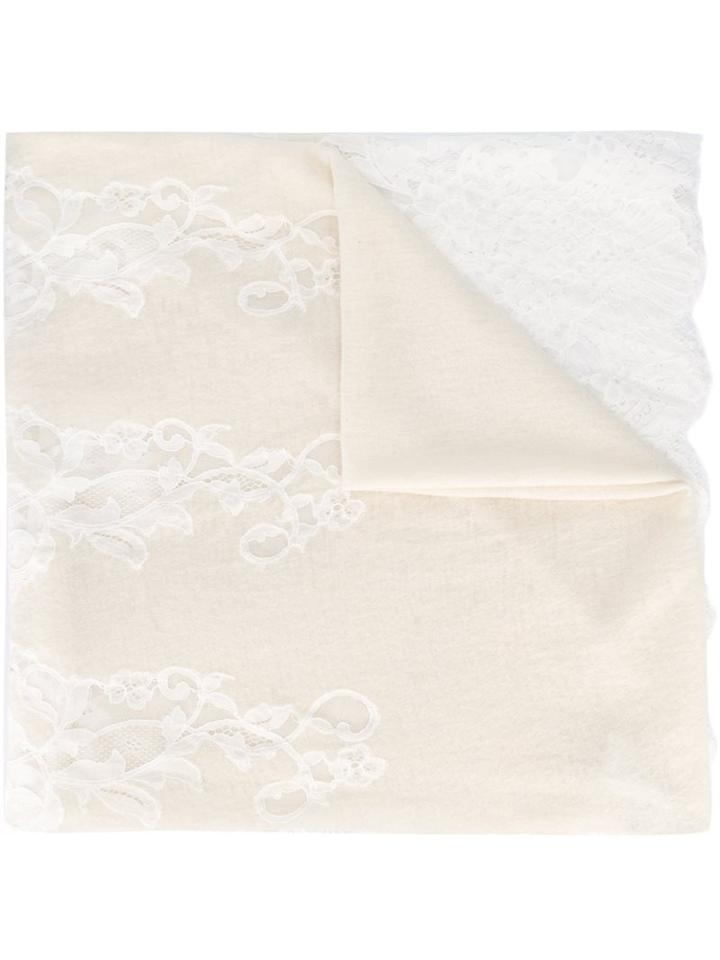 Ermanno Scervino Lace Panel Scarf, Women's, White, Polyamide/polyester/wool