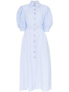 Evi Grintela Valerie Stripe-print Puff-sleeve Cotton Shirt Dress -