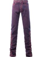 Y / Project Buttoned Legs Skinny Jeans, Men's, Size: Large, Red, Cotton