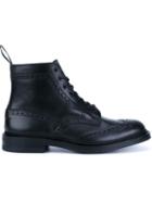 Trickers Brogue Detail Combat Boots, Men's, Size: 7, Black, Leather/rubber