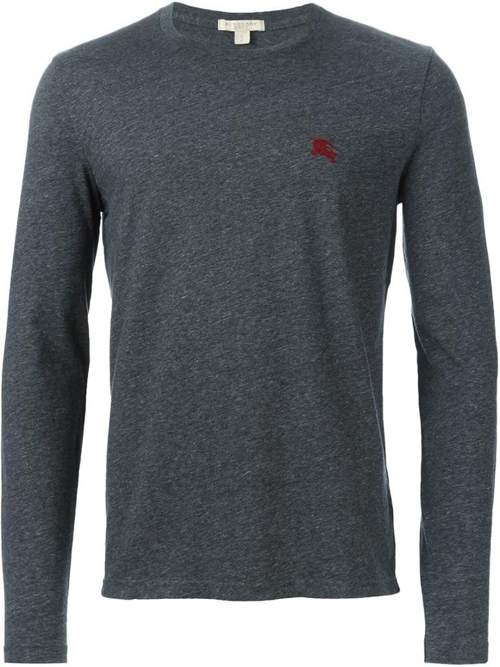 Burberry Brit Long Sleeve T-shirt, Men's, Size: Small, Grey, Cotton