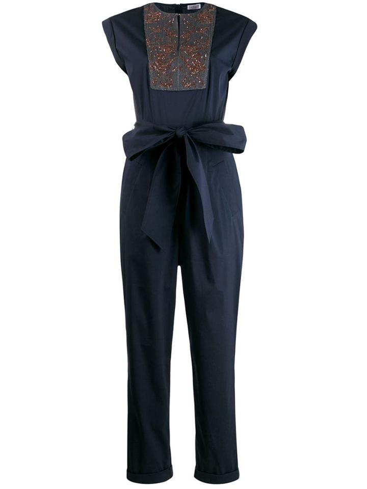 Brunello Cucinelli Belted Shortsleeved Jumpsuit - Blue