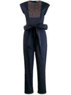 Brunello Cucinelli Belted Shortsleeved Jumpsuit - Blue