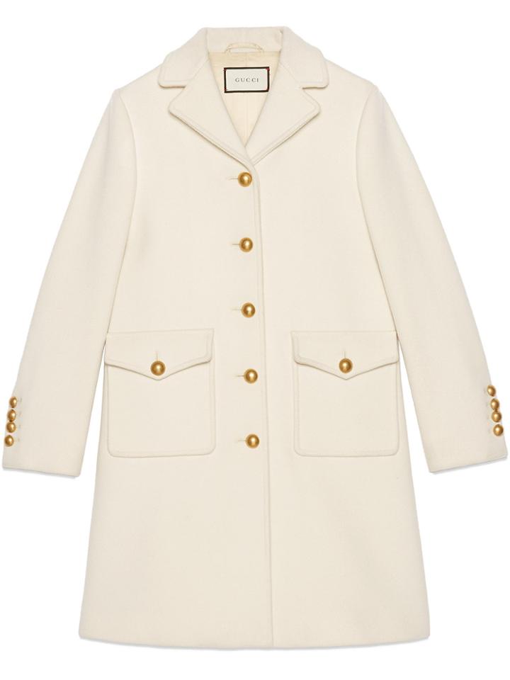 Gucci Wool Coat With Double G - White
