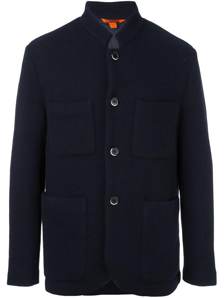 Barena Patch Pocket Coat, Men's, Size: 56, Blue, Cotton/viscose/wool