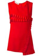 Marni Pleated Trim Top, Women's, Size: 42, Red, Silk
