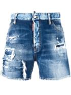 Dsquared2 Distressed Wide Leg Shorts - Blue